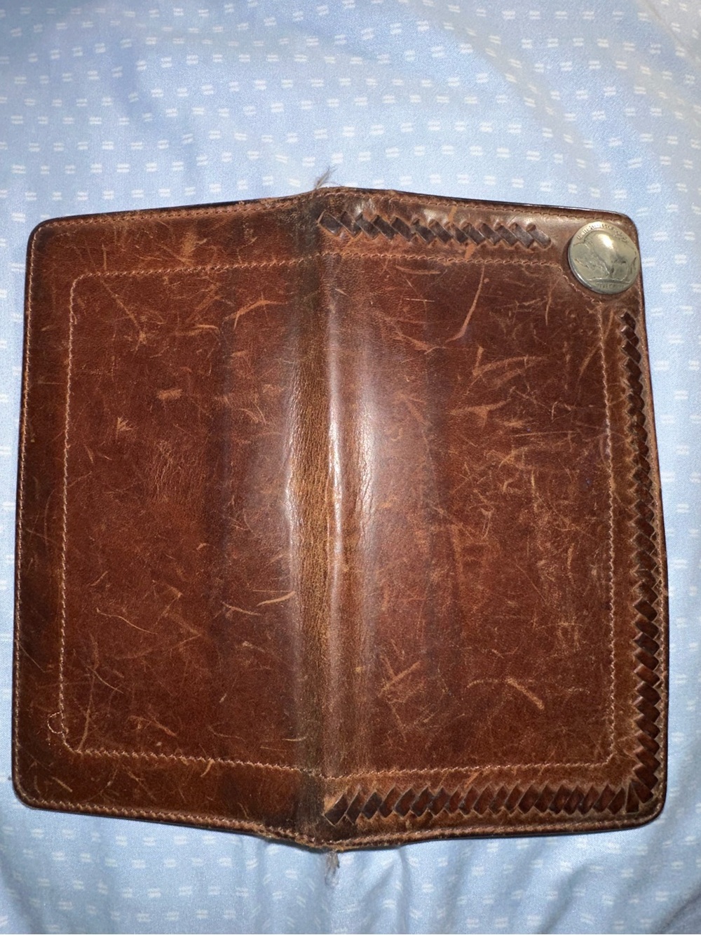 Vintage silver Creek  Classic Brown Leather Bifold Wallet men, or women wallet